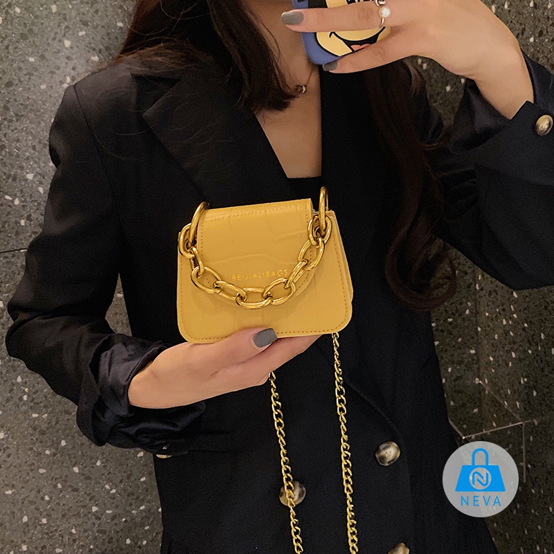 (Mới) Túi Nữ MINI Dây Xích Họa Tiết Vân Cá Sấu SIêu Hot NEVA665
