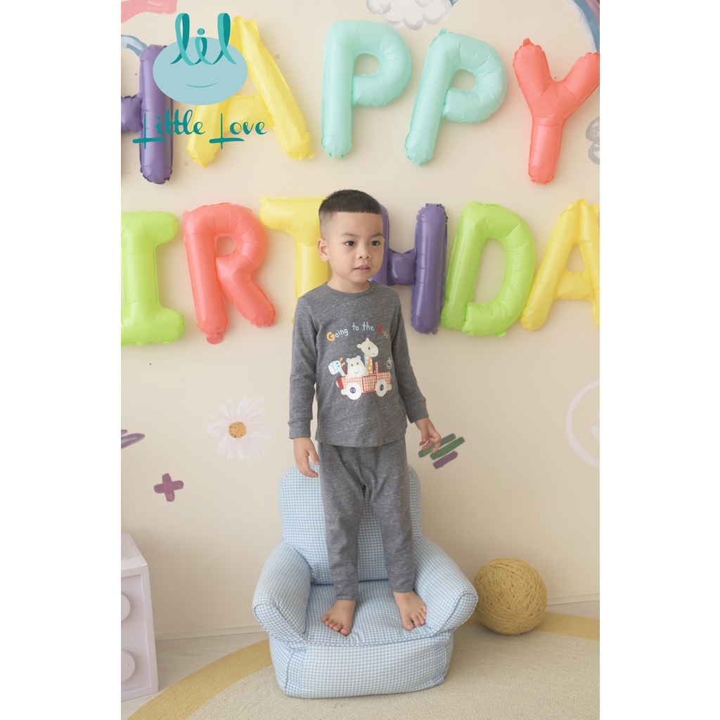 Bộ quần áo dài tay cài vai thu đông mỏng cho trẻ từ 3m đến 4y little love (LDT104)