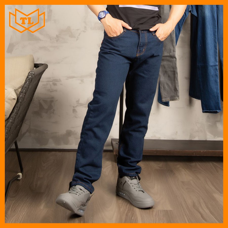 Quần jean nam trơn [FREESHIP] ống suông vải không co giãn bền đẹp TL61