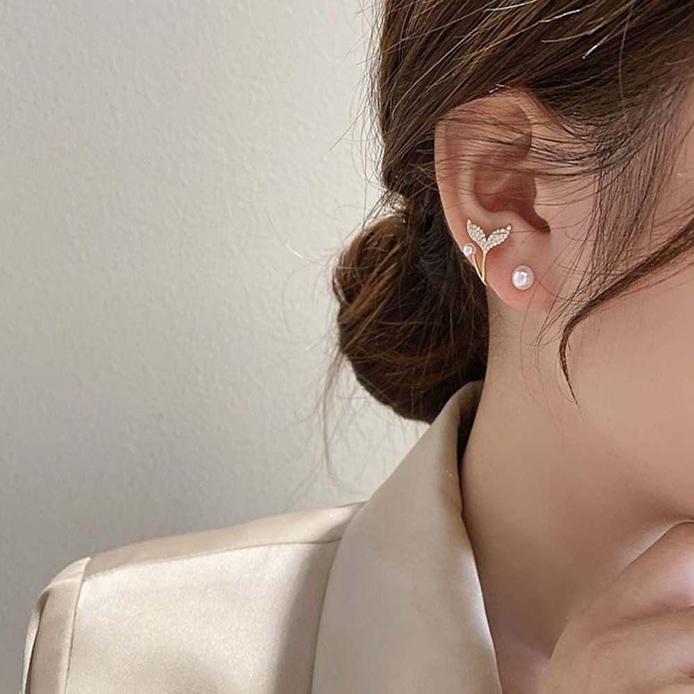 Khuyên Tai Hợp Kim Hình Đuôi Cá VANES1Áo Kiểu Hàn Quốc Thiết Kế Trẻ Trung Cá Tính