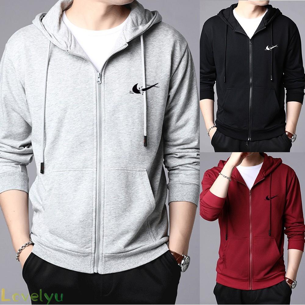 【LOVELYU】Jacket Long Sleeve Loose Style Men Outwear Regular Simplicity Solid Color【Good Quality】