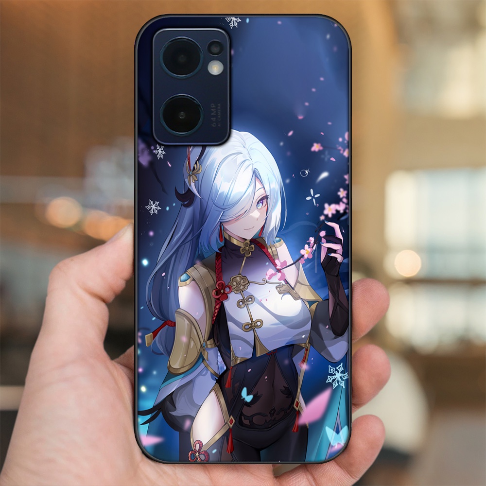 Ốp lưng Oppo Reno 7 5G viền đen in hình Shenhe Genshin Impact