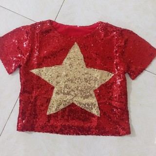 Áo cờ đỏ kim sa cho bé