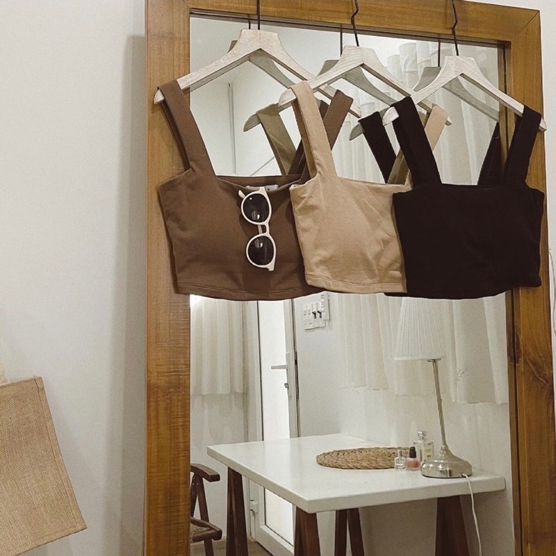 Áo Croptop Hai Dây Bản To Có Mút Ngực Siêu Co Dãn