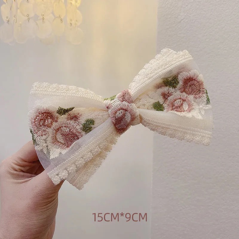 Kẹp Tóc Nơ Ren Thêu Họa Tiết 2022