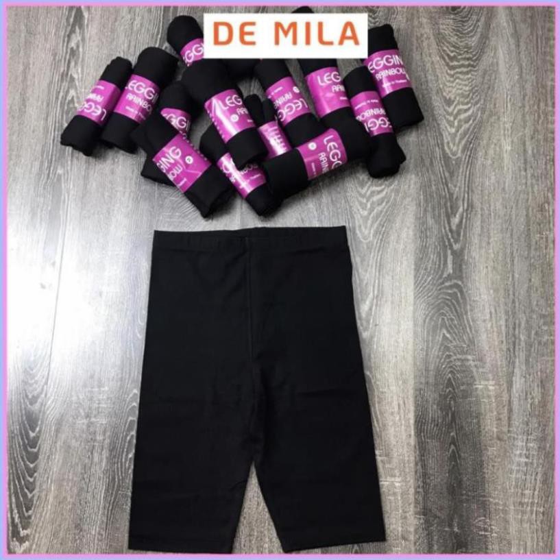 Quần legging lửng DE MILA cạp chun vải cao cấp thun ngố co giãn tốt dáng ôm màu đen trơn - QVL44 ་