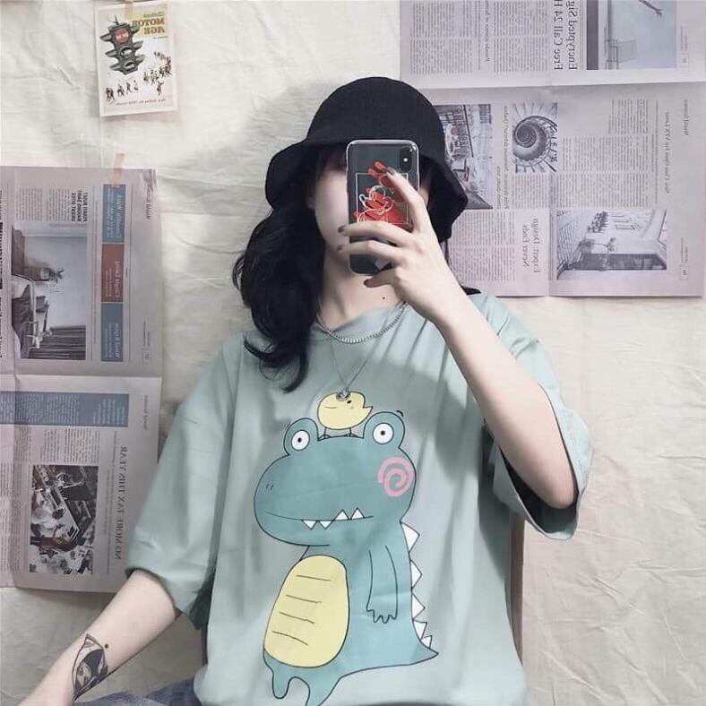 Áo thun tay lỡ KOMBOH phông Unisex nam nữ oversize form rộng đẹp ulzzang KHỦNG LONG 4 RĂNG A71