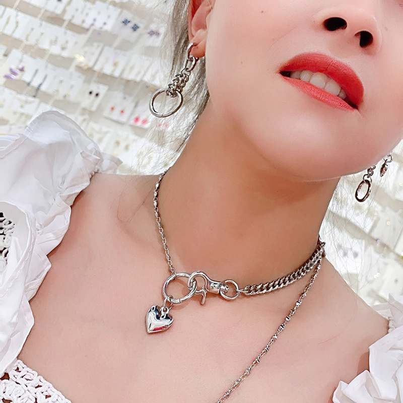 Bông Tai Hình Trái Tim Màu Bạc Phong Cách Nhật Hàn 22717 Thời Trang Cho Nữ