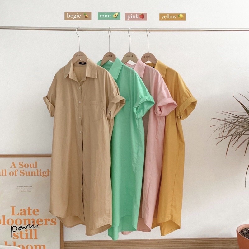 Váy sơ mi Zinnia màu begie nutcloset/zinnia/thedelia/lenclothing/kidosince/Libe