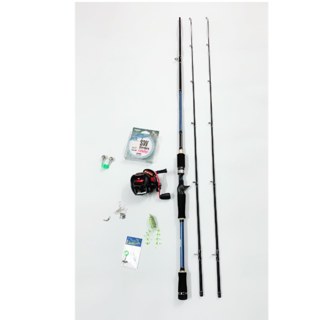 combo bộ cần lure máy ngang cần dài 2m4 + máy ngang CD201 tay trái 17+1 đạt bạc máy cực khoẻ y hình