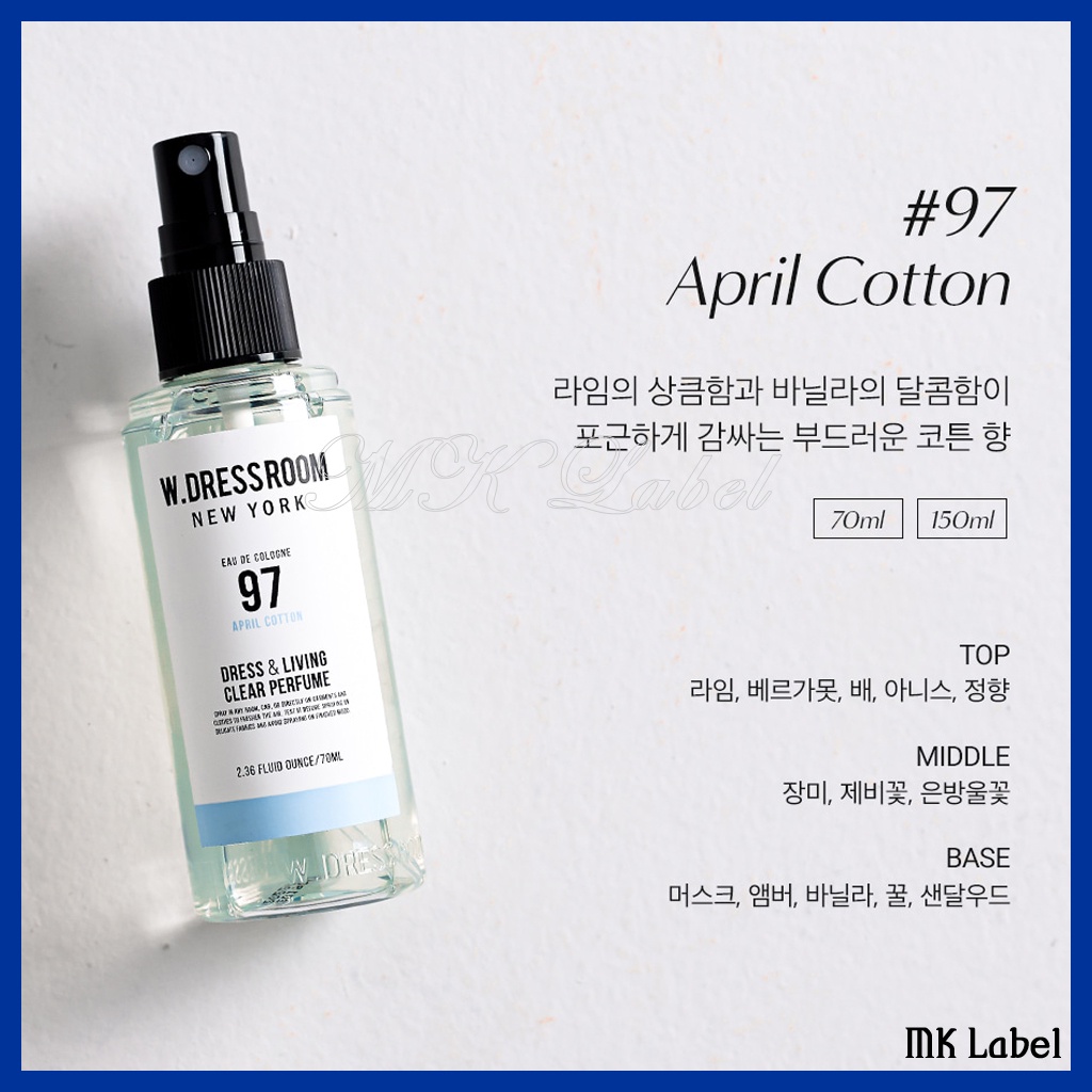 Nước hoa W.DRESSROOM DRESS & LIVING April Cotton số 97 70ml
