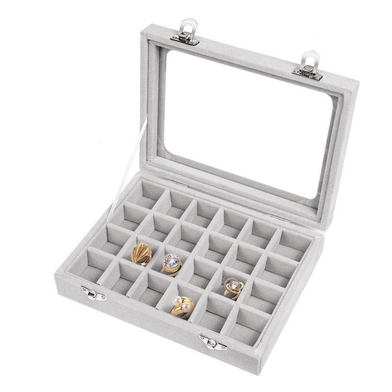 Hộp Đựng Trang Sức Bằng Da 24 Ngăn