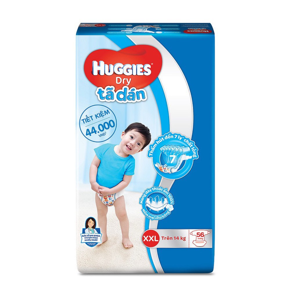 Bỉm Huggies Dán Size M76/L68/XL62/XXl56