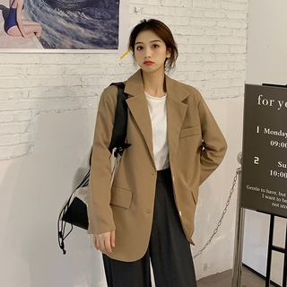 Kii Wii Áo Khoác Blazer Dáng Rộng Màu Trơn Phong Cách Hàn Quốc Cho Nữ