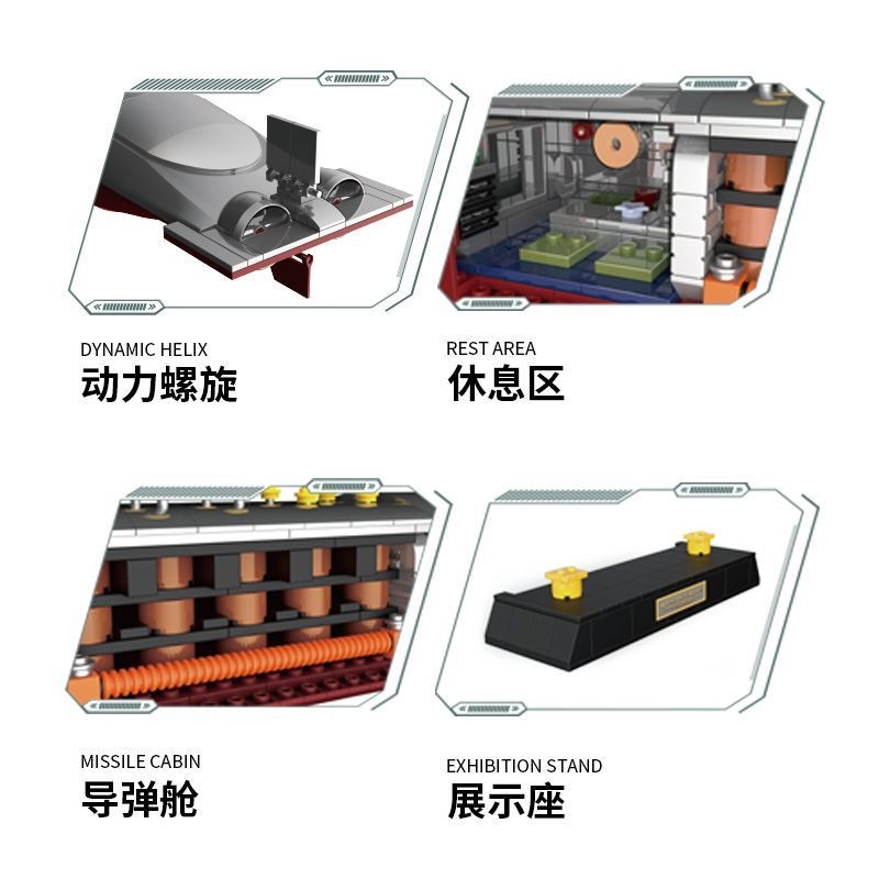 Đồ chơi Lắp ráp mô hình Technic ZHEGAO QJ5063 QJ5064 Type 092 và 941 tàu ngầm ngư lôi