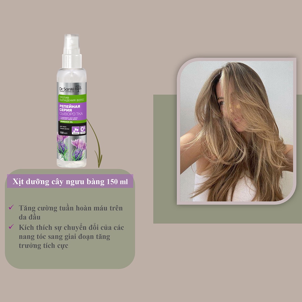 [HSD 1/25]  Xịt dưỡng Dr.Sante Burdock Serrie chiết xuất ngưu bàng chống rụng tóc 150ml