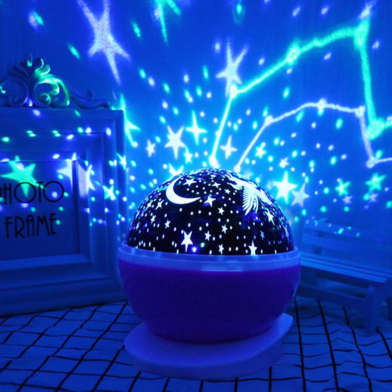 Đèn LED chiếu bầu trời đầy sao xoay được sử dụng pin hoặc sạc USB 4AA