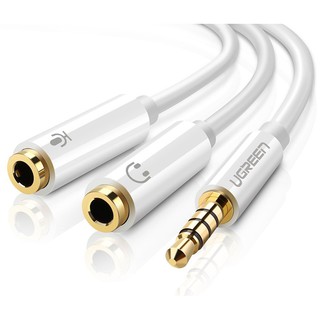 Cáp chuyển đổi tai nghe 3.5mm ra mic và loa riêng mạ vàng chính hãng ugreen 10789