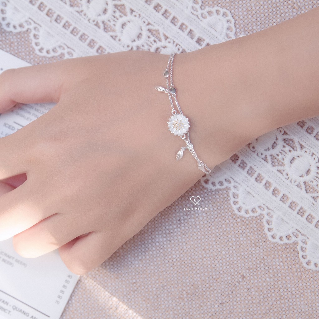 Lắc Tay Bạc Blue Peach Daisy Flora LT005