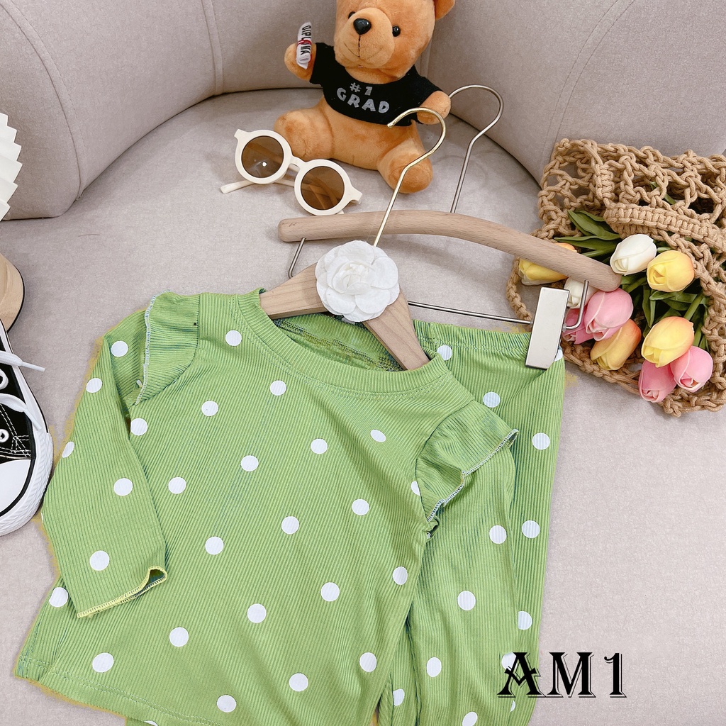 (9-20kg) Đồ bộ bé gái quần áo dài tay QATE829 Bộ len tim bé gái TB107