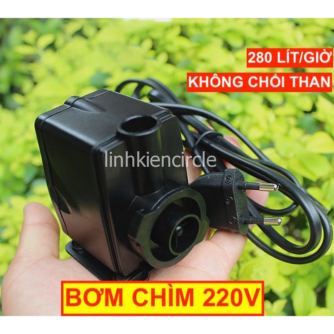 Bơm nước mini 220v bơm chìm motor không chổi than lưu lượng 280 lít/giờ 7W chạy êm cho bể cá mini - LK0301