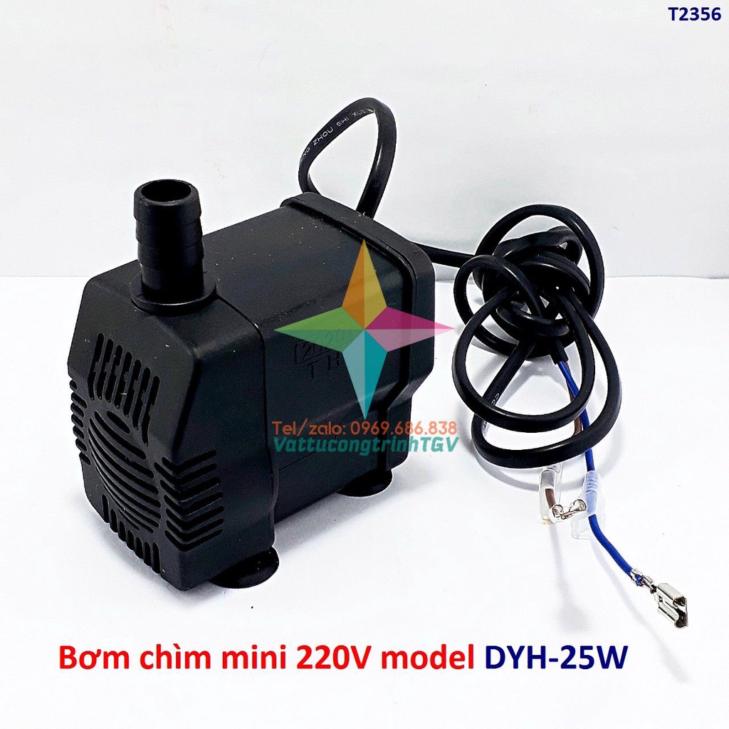 Bơm chìm mini 220V model DYH-25w loại hút ngang cho bể cá, quạt hơi nước