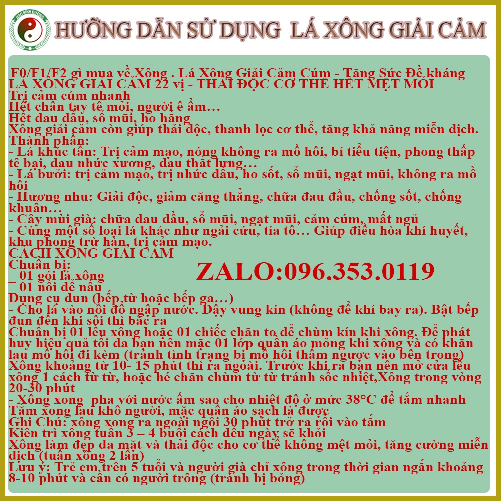 Lá Xông - Tắm Thảo Dược Giải Cảm, Phục Hồi Cơ Thể, Tăng Sức Đề Kháng, Lá Xông Giải Cảm 22 Vị Thảo Dược Quý