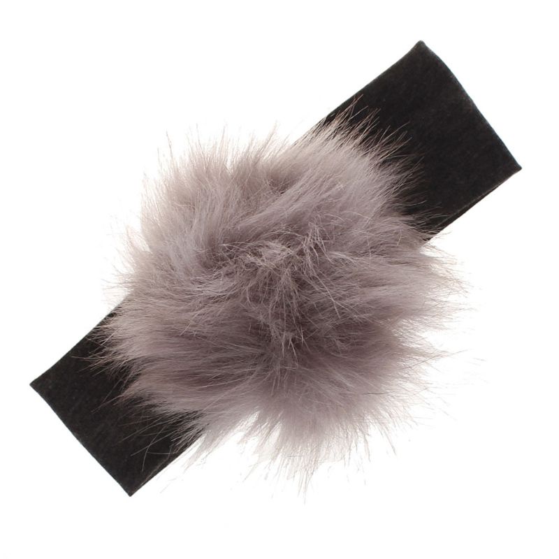 Băng Đô Đính Lông Giả Bằng Vải Cotton Co Giãn Cho Bé Gái