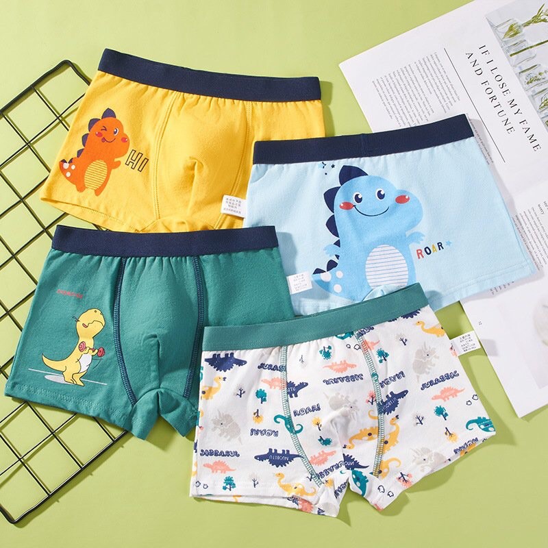 4 quần lót bé trai mẫu khủng long đủ size 7-45kg