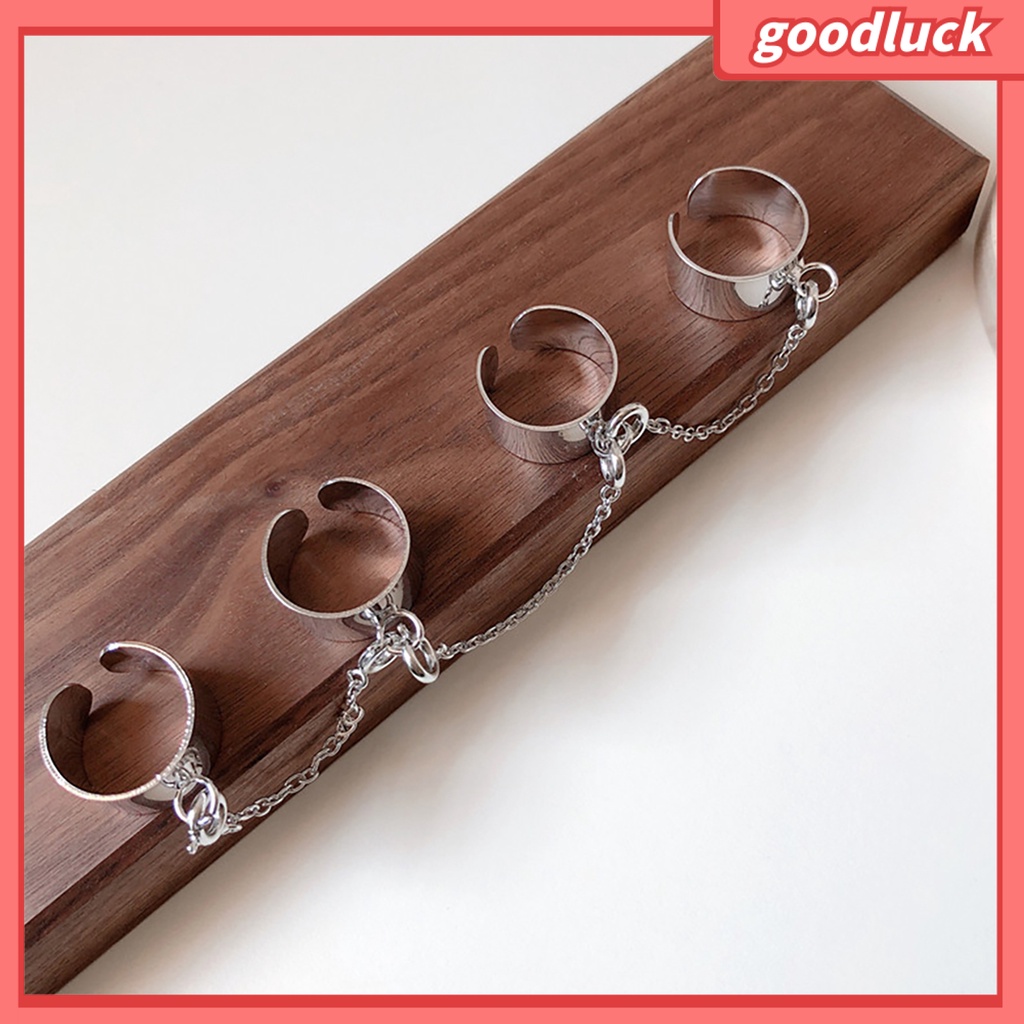 Nhẫn phối dây mắt xích nối phong cách Punk sành điệu cá tính