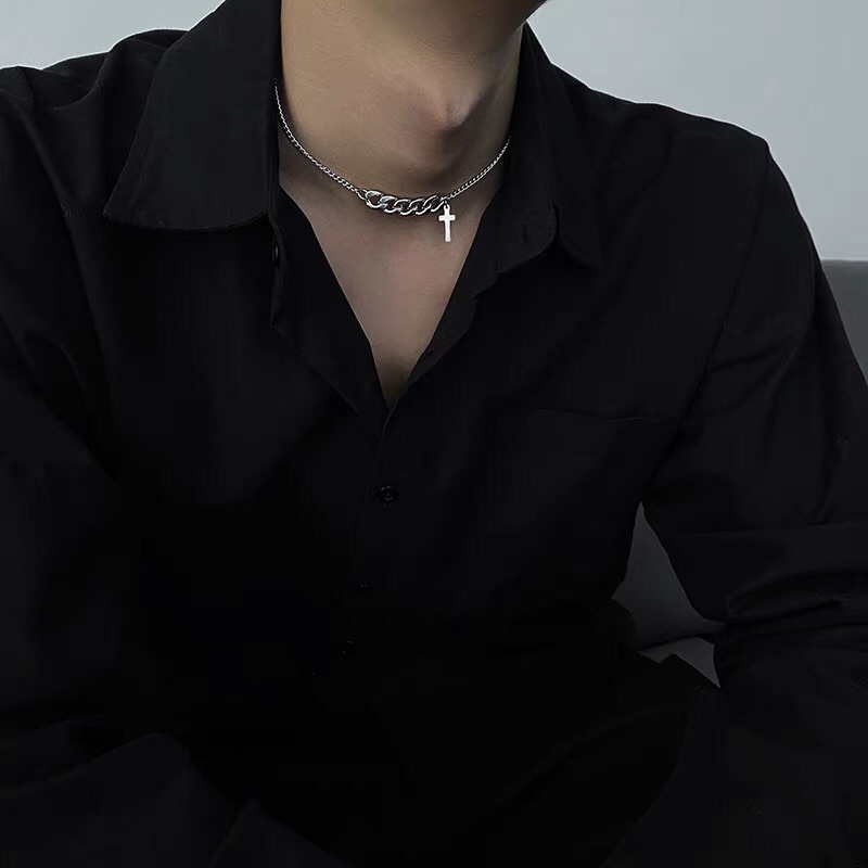 Dây chuyền mắt xích mặt thập nhỏ thép titan không gỉ