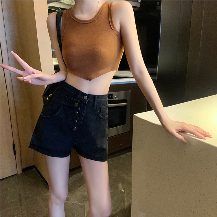 Quần Short Denim Plus Size Lưng Cao Theo Phong Cách Retro Hàn Quốc Dành Cho Nữ