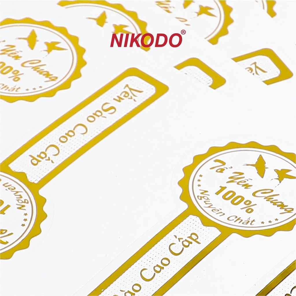 Tem nhãn dán hũ yến chưng ép kim giá rè, combo 50 tem, tem dán seal, niêm phong nắp hũ - Phụ kiện yến sào giá sỉ Nikodo