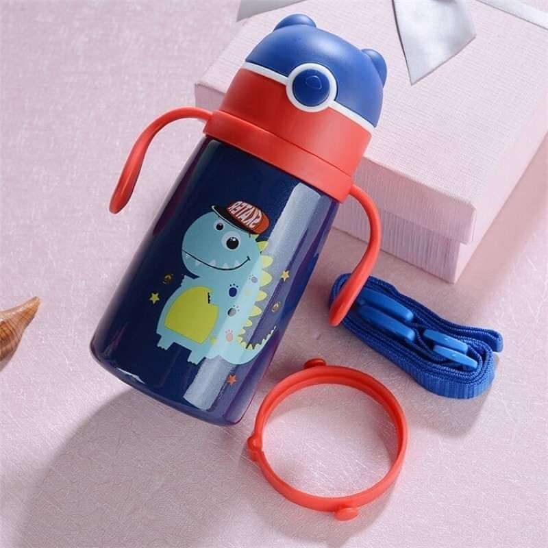 Ninikids: Bình uống nước giữ nhiệt cho bé có ống hút, dây đeo, hoặc tay cầm