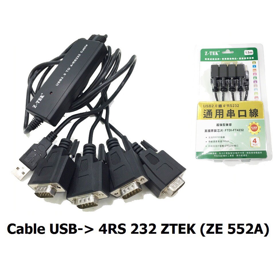 Cáp USB sang 4 cổng Com 9 RS 232 Ztek ZE 552A