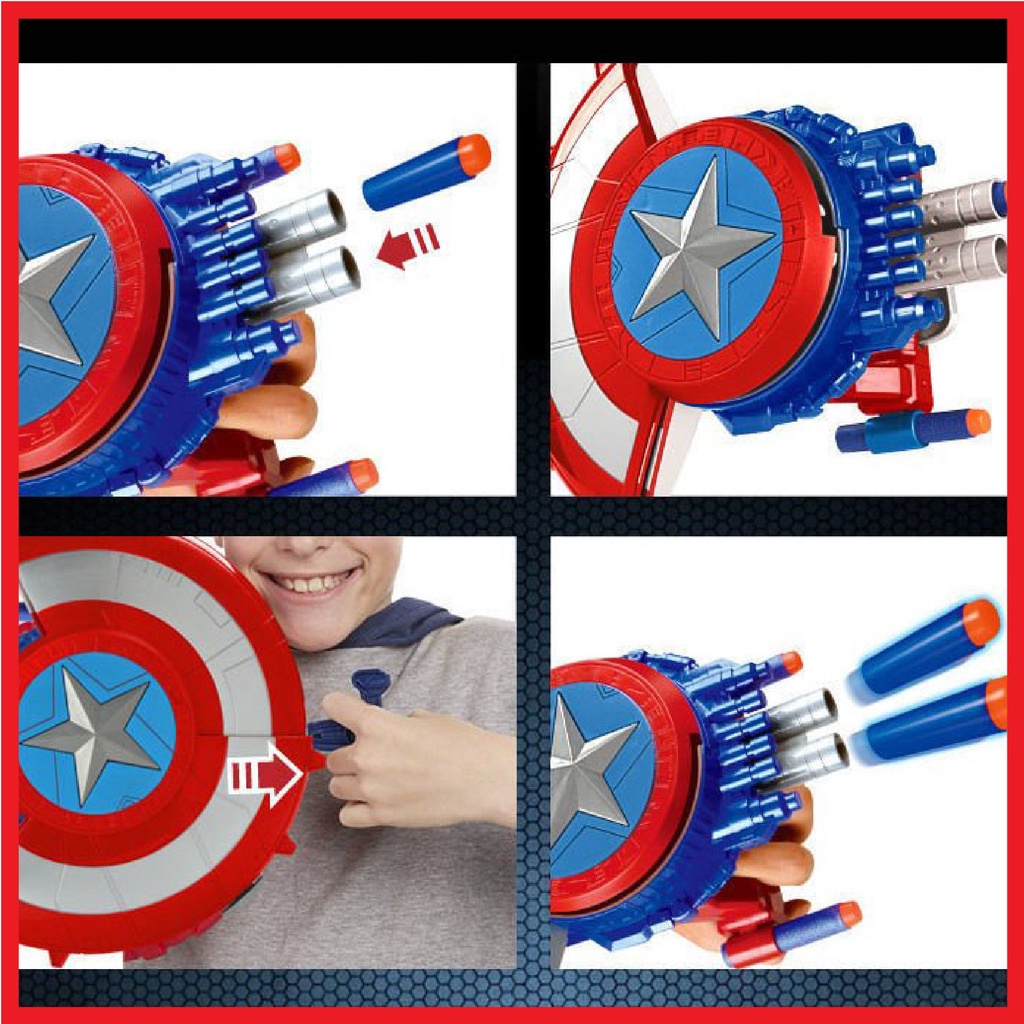 Khiên captain america, khiên đội trưởng mỹ bắn đạn nhựa an toàn 100%, hàng l Đồ chơi siêu anh hùng Marvel Avenger cho bé