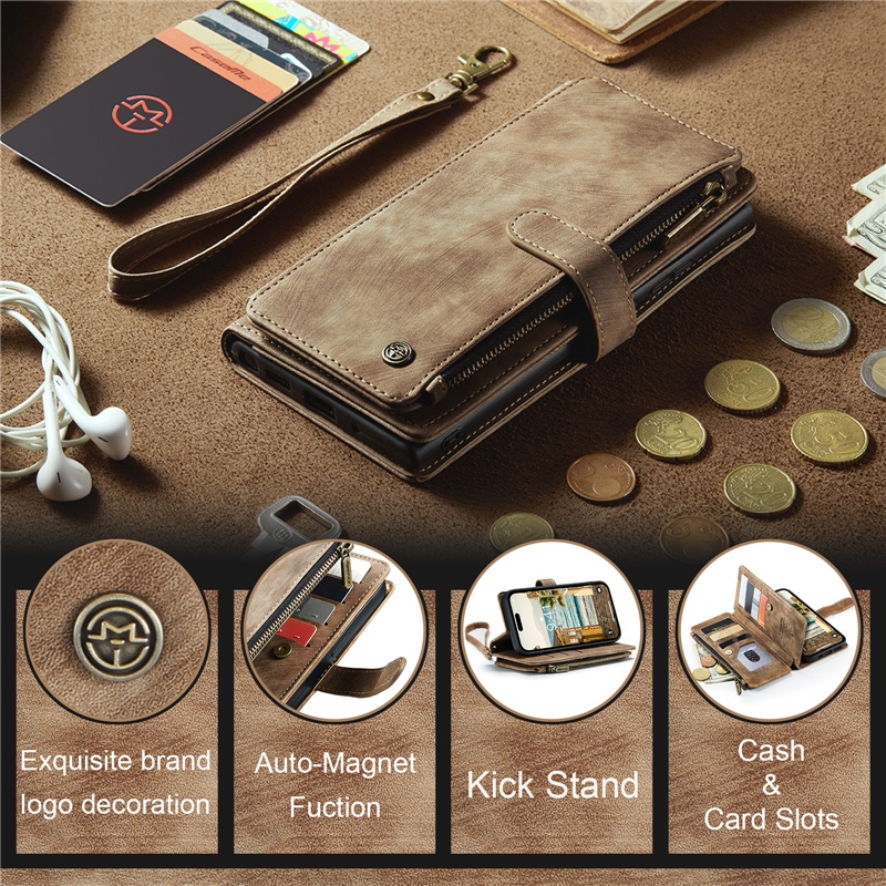 Bao Da Điện Thoại Nắp Lật Kèm Ngăn Đựng Thẻ Khóa Nam Châm Cho IPhone 14 13 12 Mini 11 Pro Max 6s 7 8 Plus Vỏ