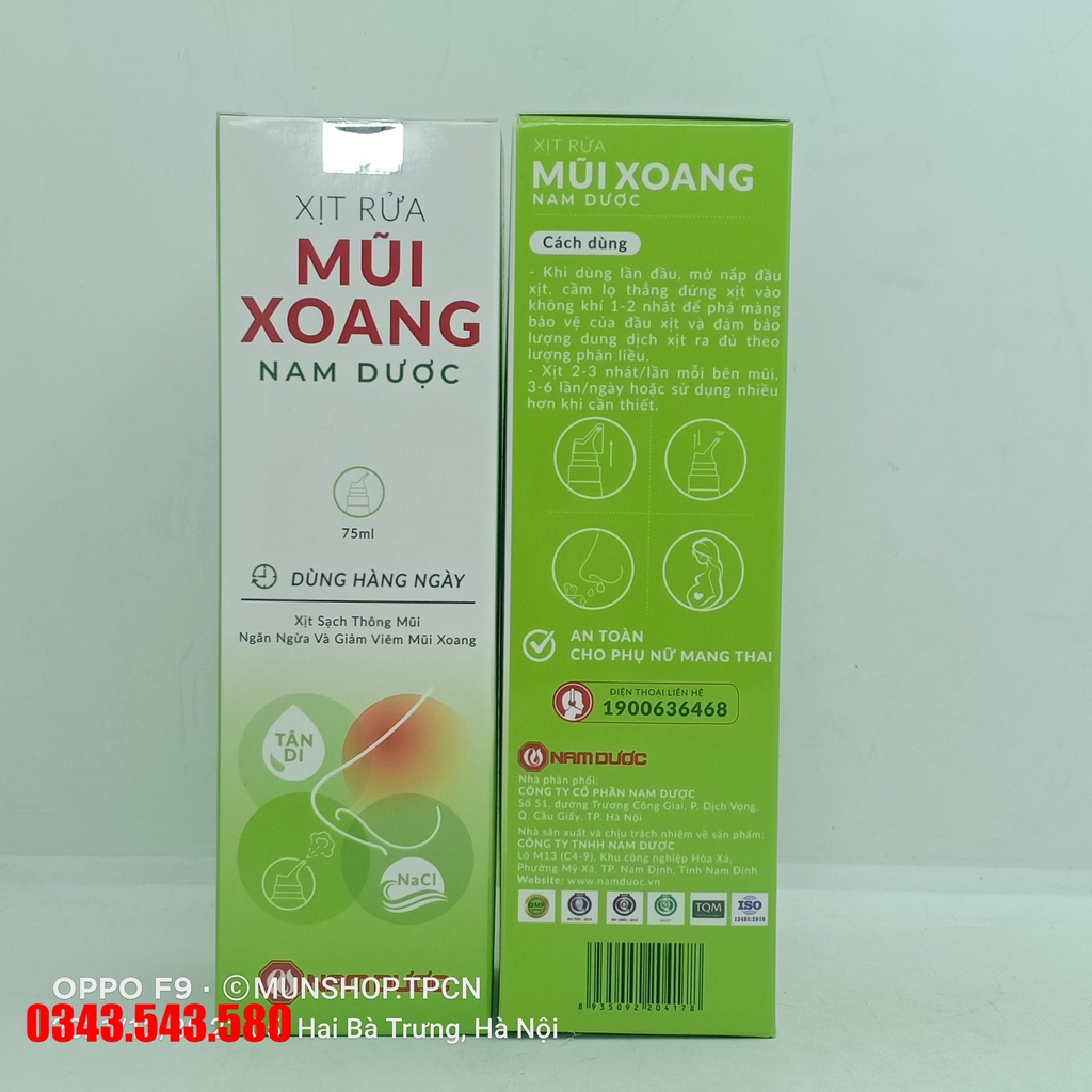 XỊT RỬA MŨI XOANG NAM DƯỢC chai 75ml dùng hàng ngày