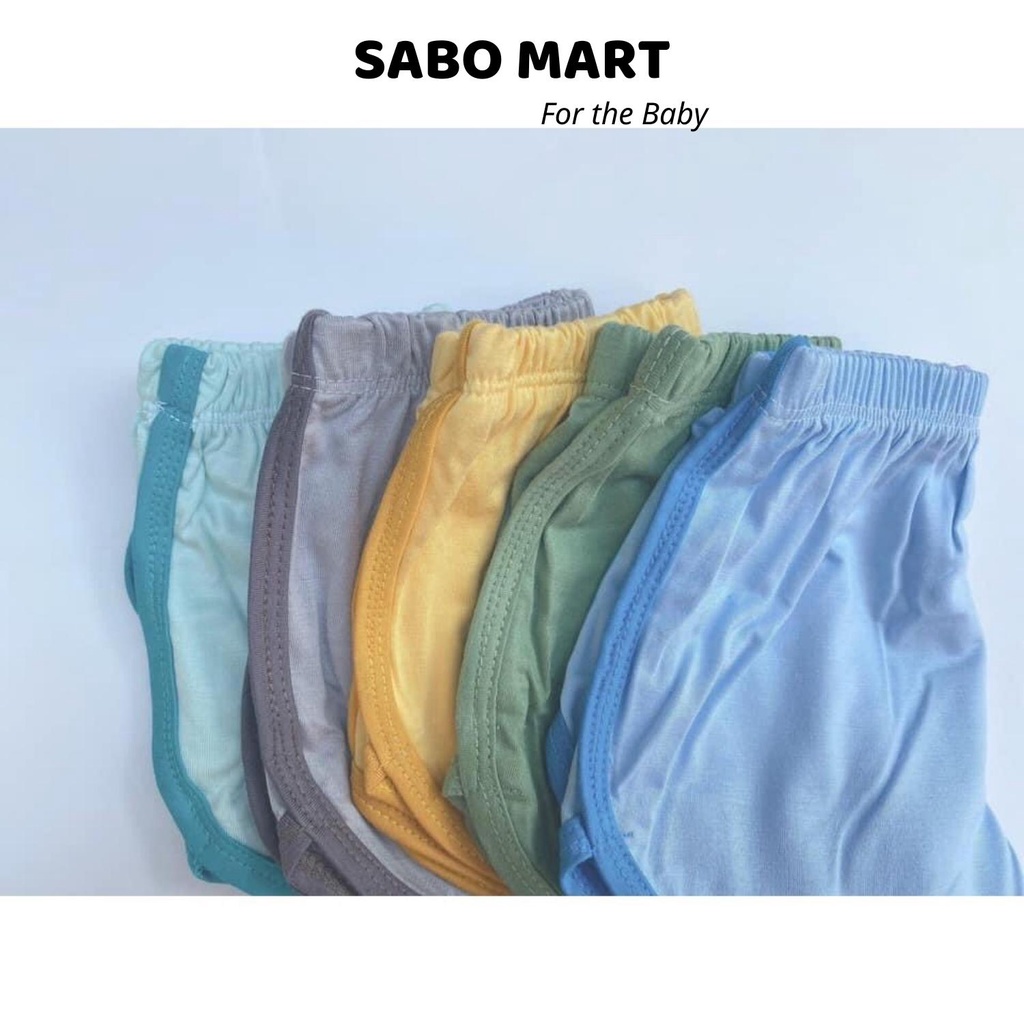 SET 5 Quần Đùi Thun Lạnh KWOO Màu Trơn Hàn Quốc Cho Bé 6-17kg - SABOMART