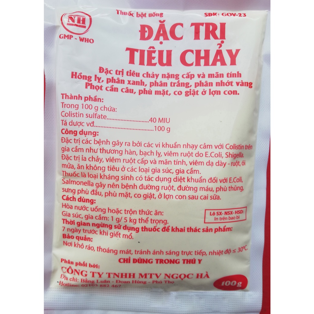 1 gói Colistin sulfate 100g sản phẩm chuyên dùng cho gia súc, gia cầm, trâu, bò, lợn, gà, chó, mèo, thỏ