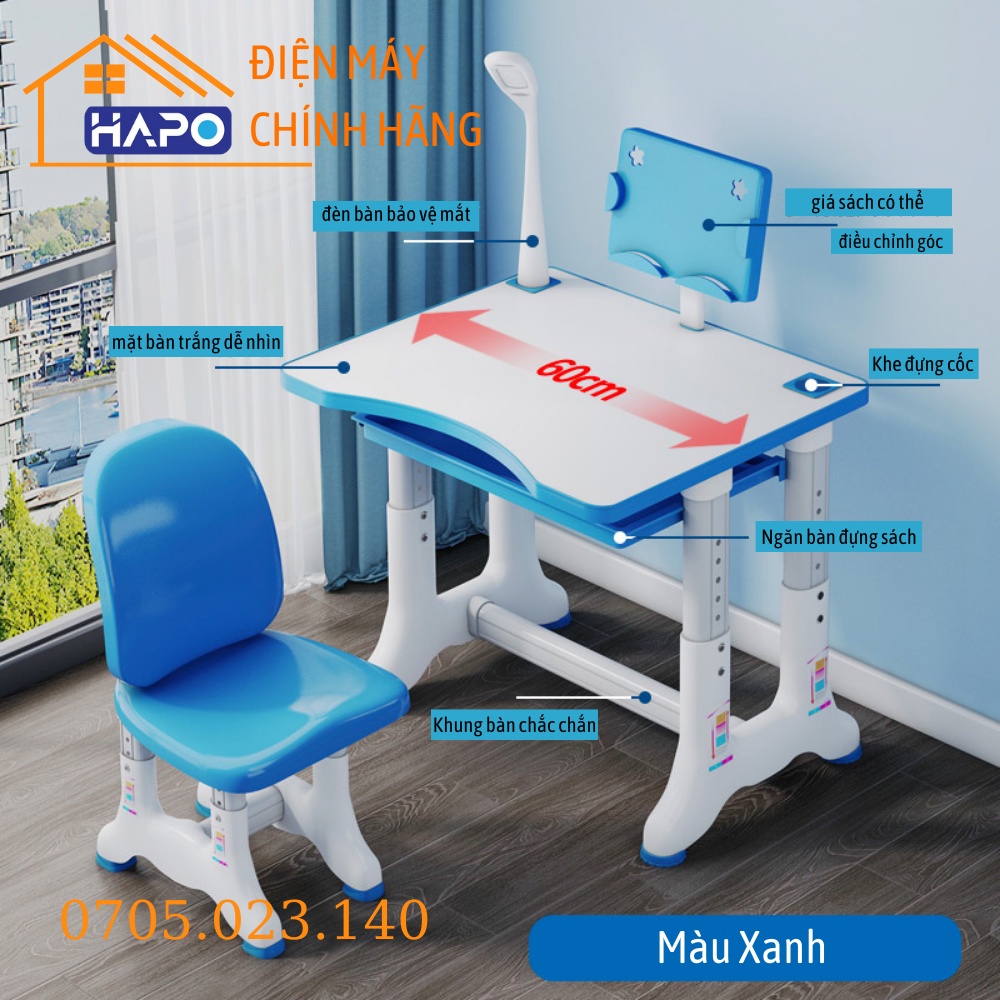 Bộ bàn học sinh chống gù chống cận, Bàn học thông minh đa năng thay đổi chiều cao, có đèn cảm ứng
