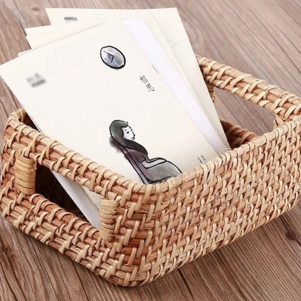 Giỏ đựng đồ đa năng BAMBOOO ECO đựng điều khiển, gia vị, đồ khô trang trí trên bàn làm việc phòng khách nhà hàng