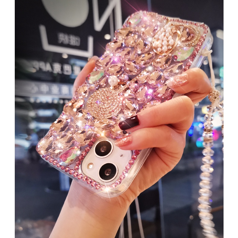 Ốp Điện Thoại Đính Đá Lấp Lánh Có Dây Đeo Cho Xiaomi Redmi Note 11 Pro 11s 10 10s 9s 9 8 4G Redmi 9A 9C 9T 10C POCO X3