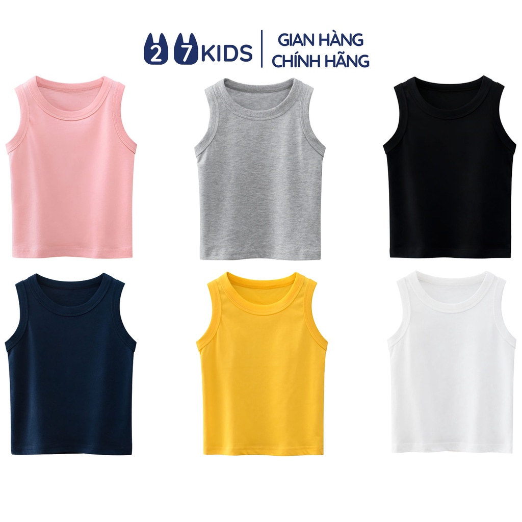 Áo thun ba lỗ bé trai 27Kids Tank top 3 lỗ sát nách nam vải Cotton cho trẻ từ 2-10 tuổi BSTT4