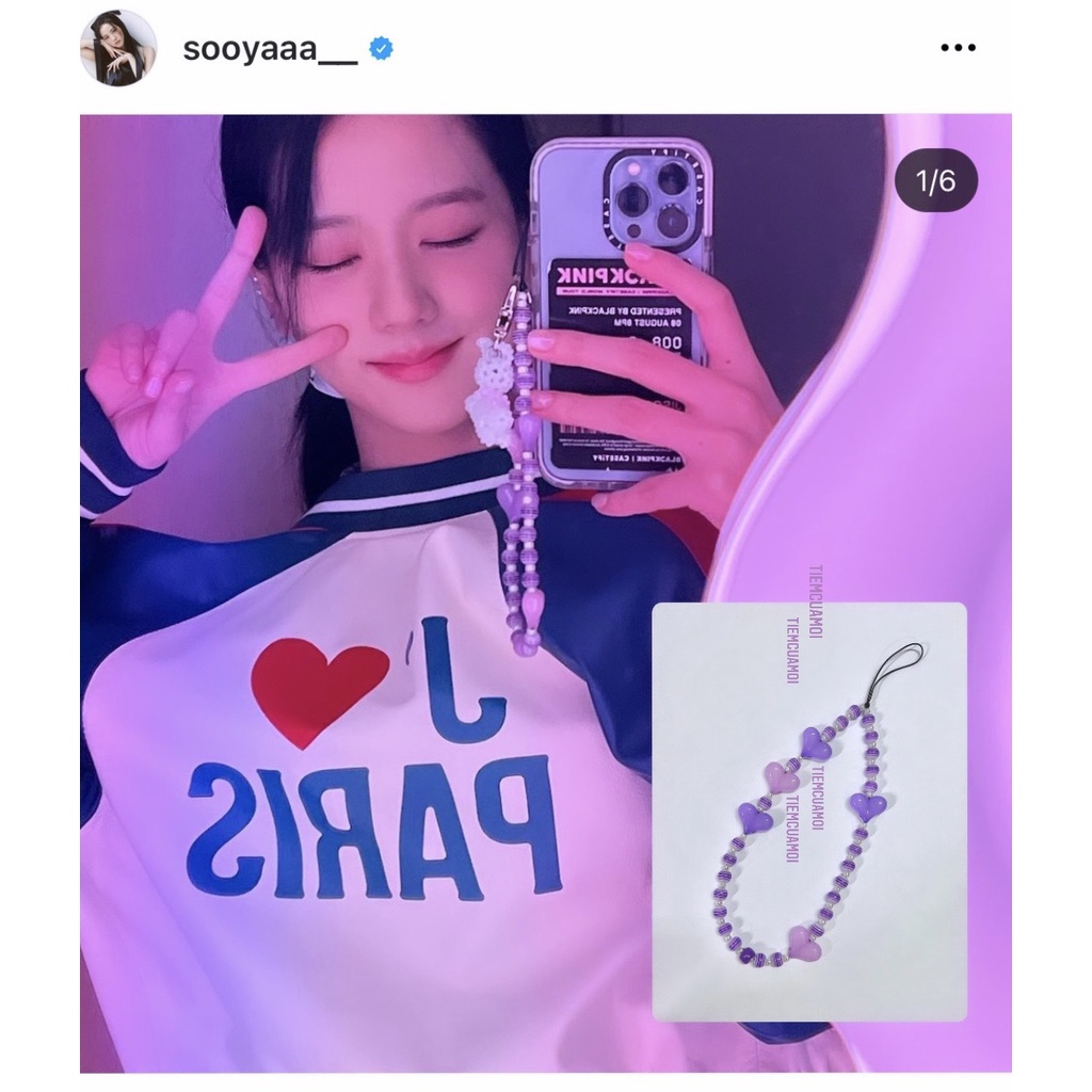 Tiemcuamoi | BLACKPINK Jisoo Phonestrap Cheap moment Dây treo điện thoại trái tim màu hồng và tím
