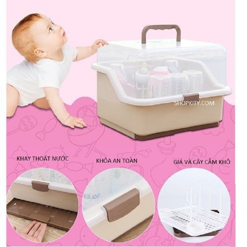 Khay úp bình sữa có nắp đậy tiệt trùng an toàn