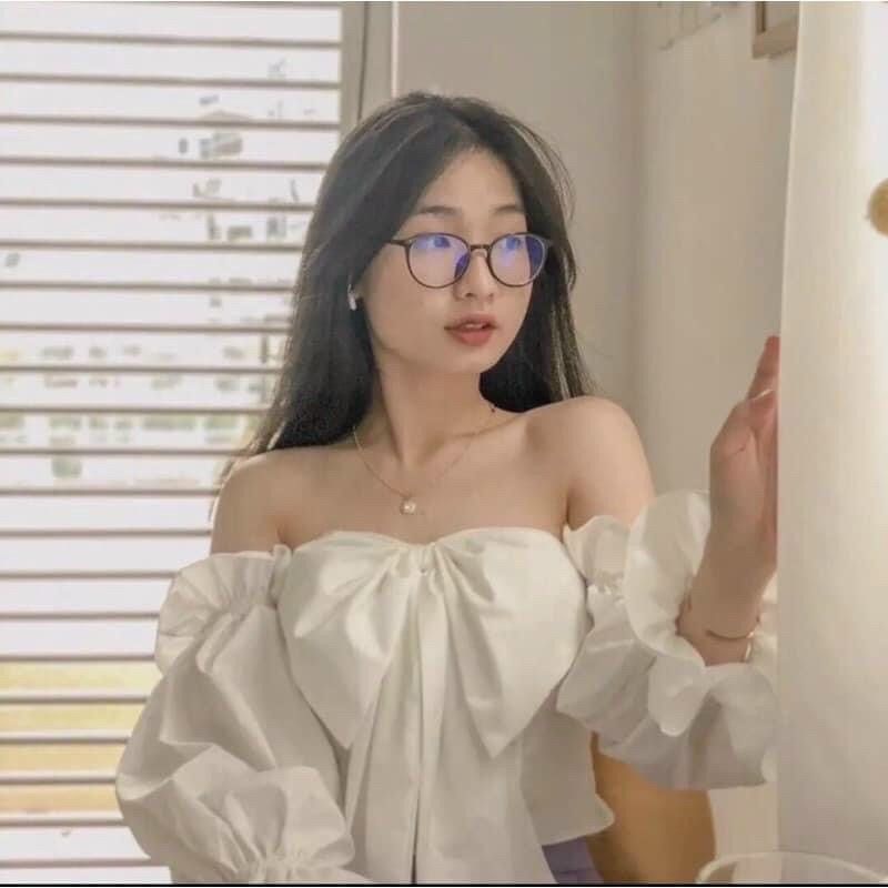 [ Xả kho 3 ngày ] Áo kiểu nhúng bẹt vai nơ lưng siêu dễ thương GB