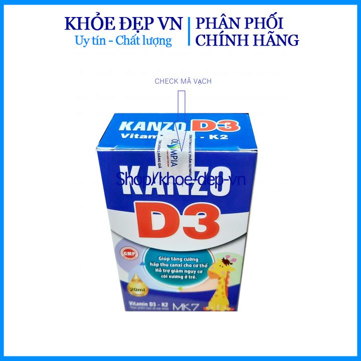 Kanzo D3 bổ sung Vitamin D3 , K2, MK7 giúp hấp thu canxi hiệu quả, cải thiện mật độ xương, giúp cho hệ xương