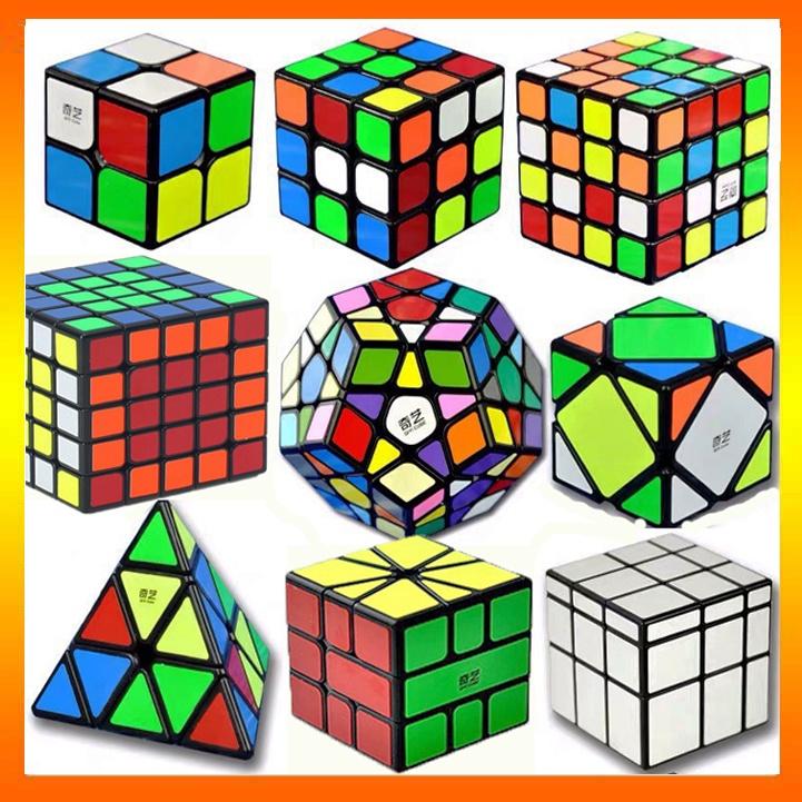Combo 9 Rubik Viền Đen Sticker 2x2, 3x3, 4x4, 5x5, Megaminx, Pyraminx, Mirror, Skewb, Square-1