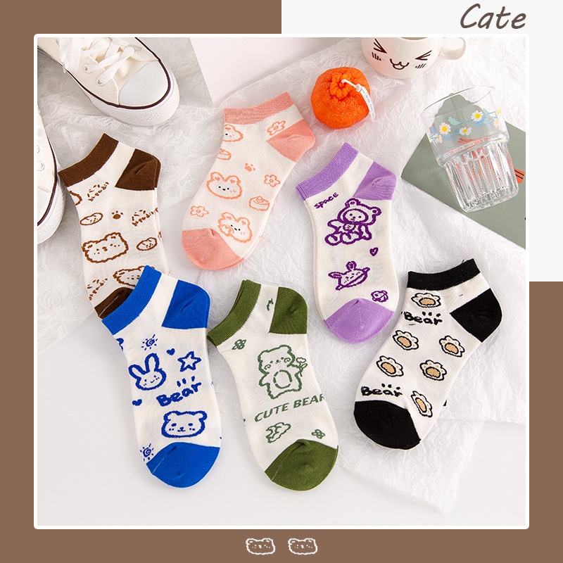 Vớ tất cổ ngắn hình gấu kute Bear, chân cún nhiều màu